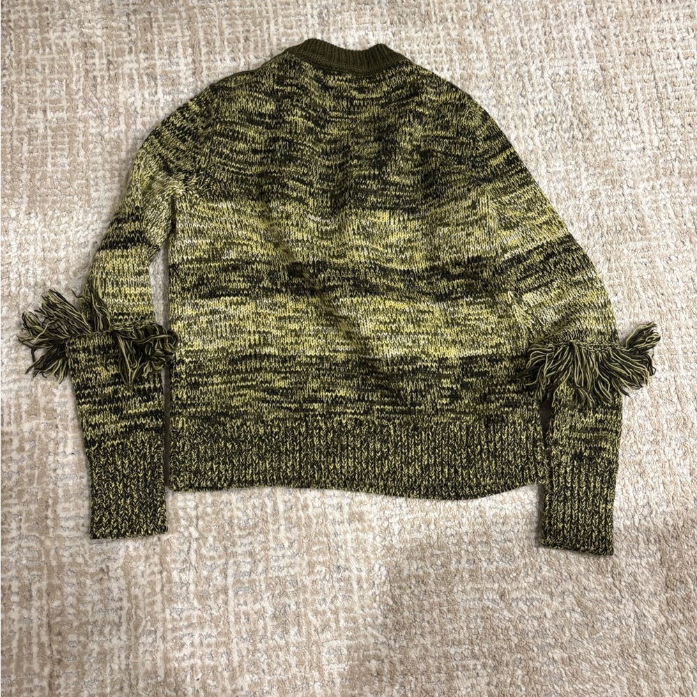 Scoop NYC Olive and Black Women's Sweater with Fringe